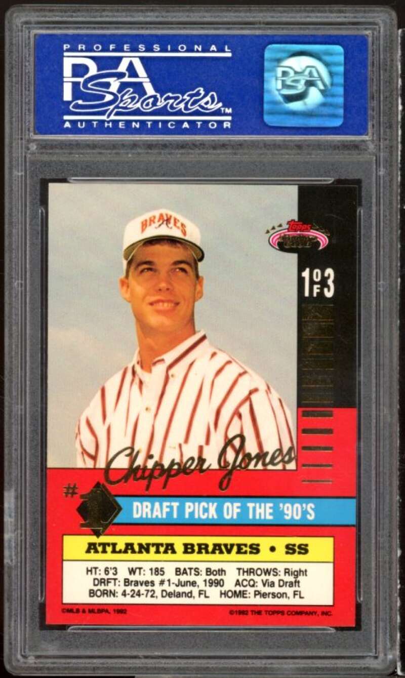 Chipper Jones Rookie Card 1992 Stadium Club First Draft Picks #1 PSA 9 Image 2