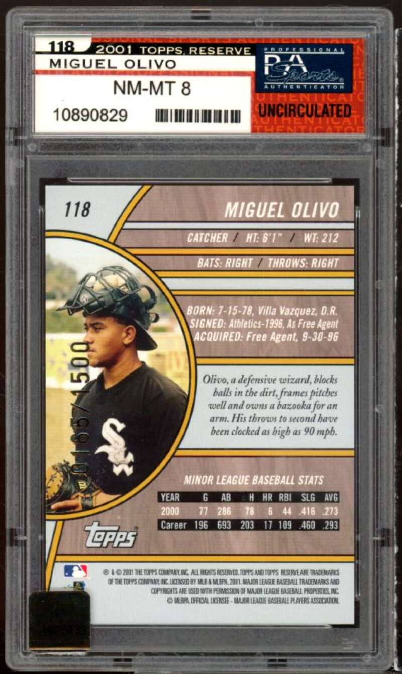 Miguel Olivo Rookie Card 2001 Topps Reserve #118 PSA Authentic Autograph Image 2