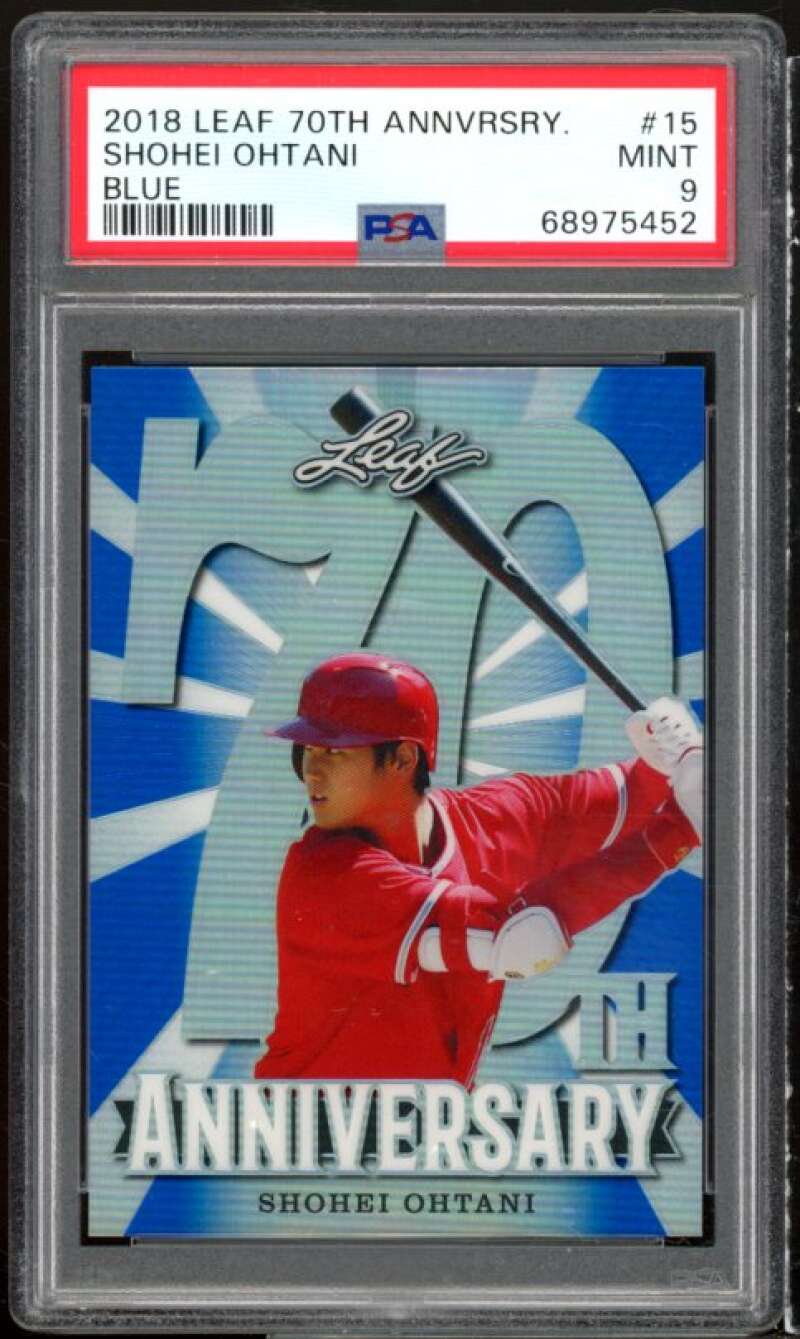 Shohei Ohtani Rookie Card 2018 Leaf 70th Anniversary Blue #15 PSA 9 Image 1