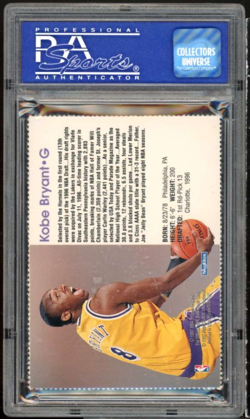 Kobe Bryant Rookie Card 1996-97 Hoops Sheets #nno PSA 8 (holder has scratches) Image 2