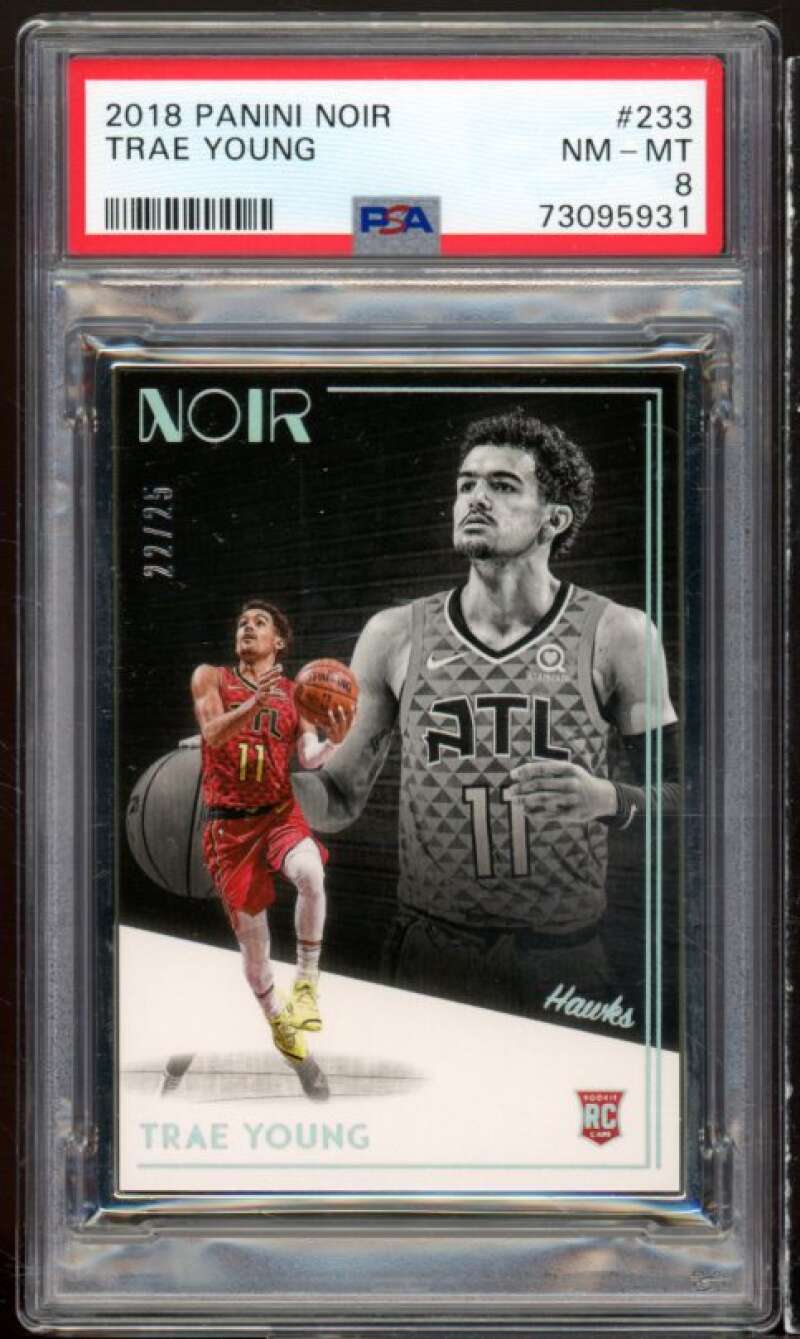 Trae Young Rookie Card 2018-19 Panini Noir #233 PSA 8 Image 1