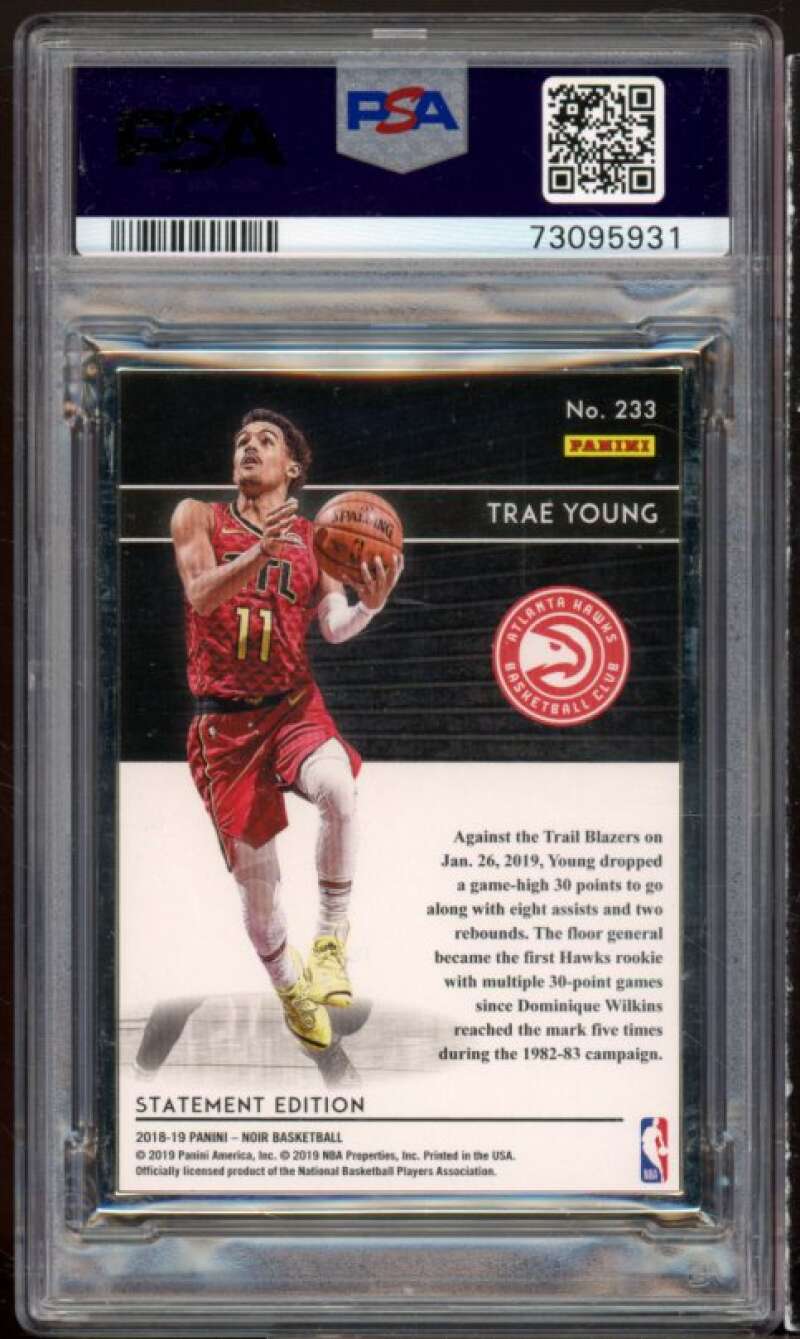 Trae Young Rookie Card 2018-19 Panini Noir #233 PSA 8 Image 2