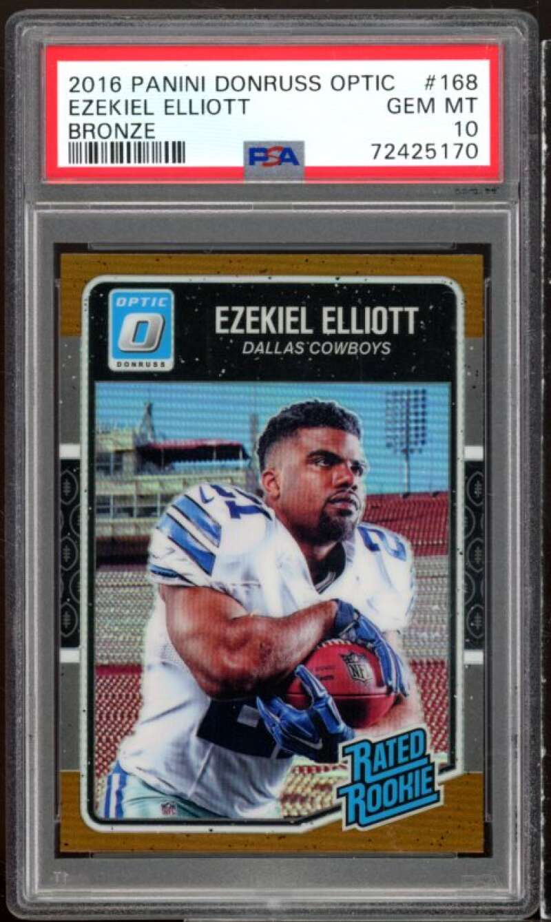 Ezekiel Elliott Rookie Card 2016 Panini Donruss Optic Bronze #168 PSA 10 Image 1