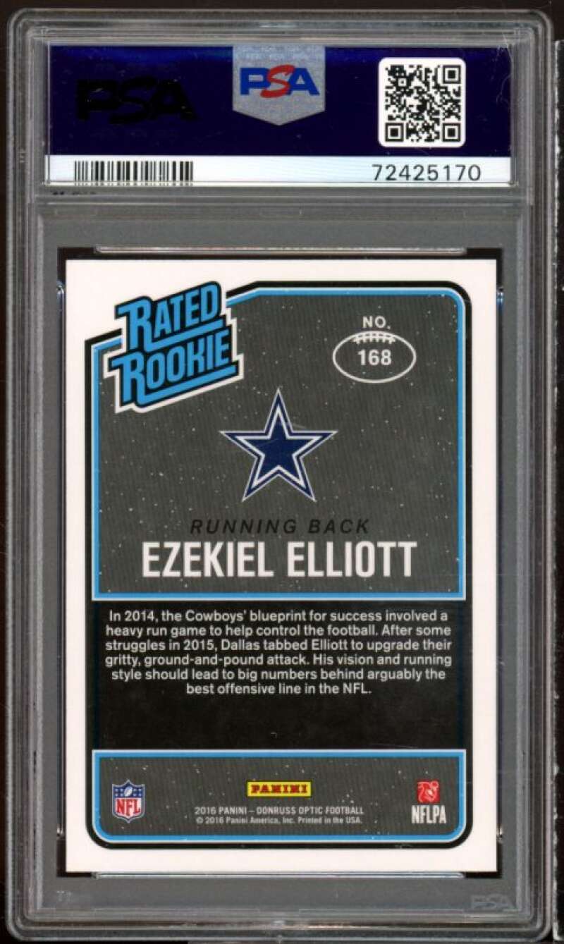 Ezekiel Elliott Rookie Card 2016 Panini Donruss Optic Bronze #168 PSA 10 Image 2