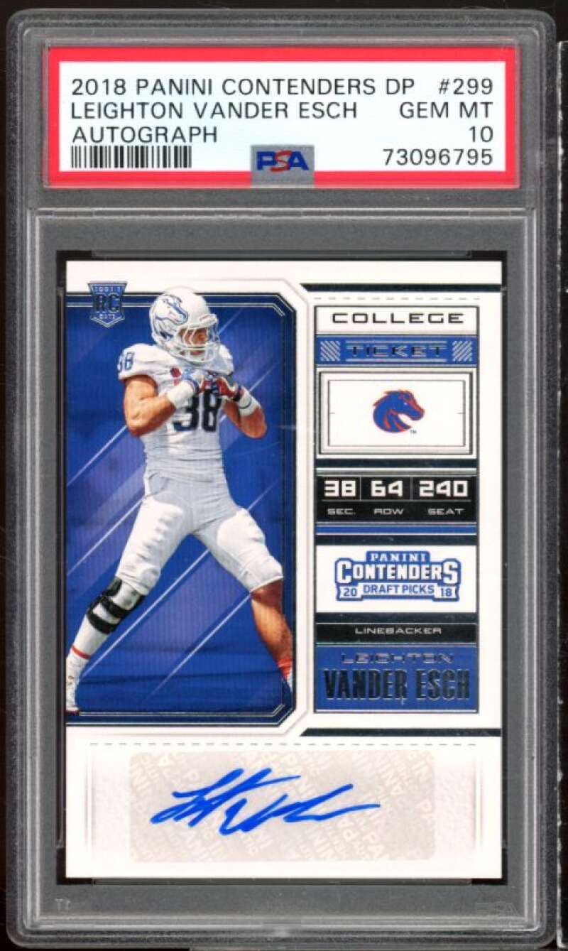 Leighton Vander Esch Rookie 2018 Panini Contenders dp Autograph #299 PSA 10 Image 1