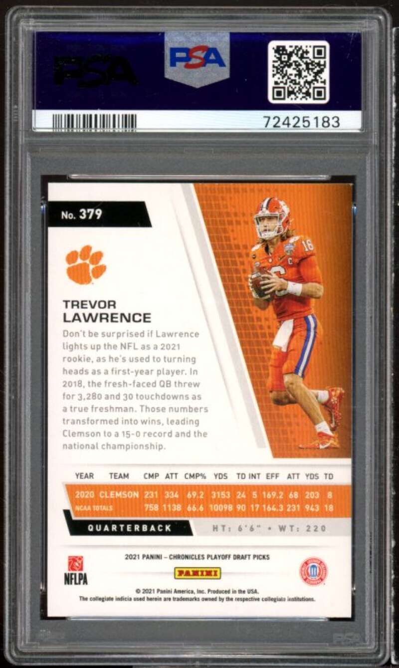 Trevor Lawrence Rookie Card 2021 Panini Chronicles Draft Picks #379 PSA 9 Image 2