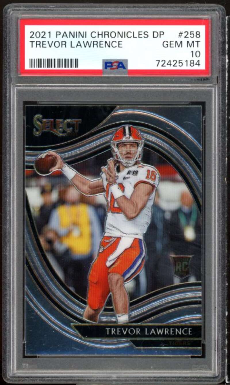 Trevor Lawrence Rookie Card 2021 Panini Chronicles Draft Picks #258 PSA 10 Image 1