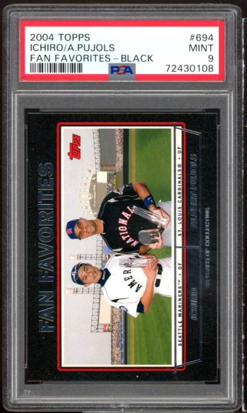 Ichiro Suzuki / Albert Pujols Card 2004 Topps Black #694 (pop 1) PSA 9 Image 1