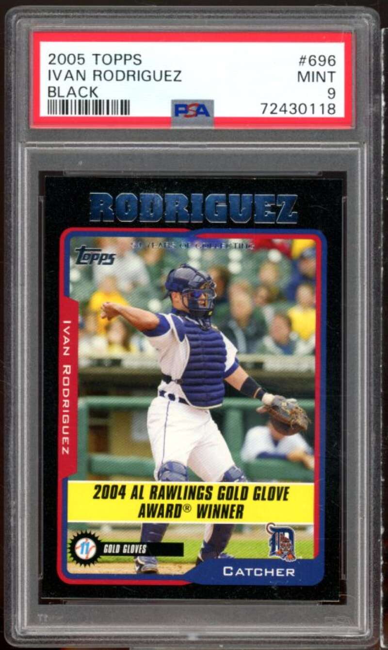 Ivan Rodriguez Card 2005 Topps Black #696 (pop 1) PSA 9 Image 1