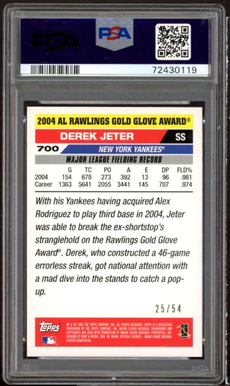 Derek Jeter Card 2005 Topps Black #700 (pop 1) PSA 9 Image 2