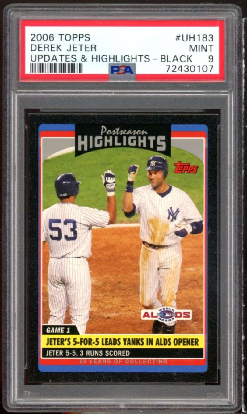 Derek Jeter Card 2006 Topps Update Black #uh153 (pop 3) PSA 9 Image 1