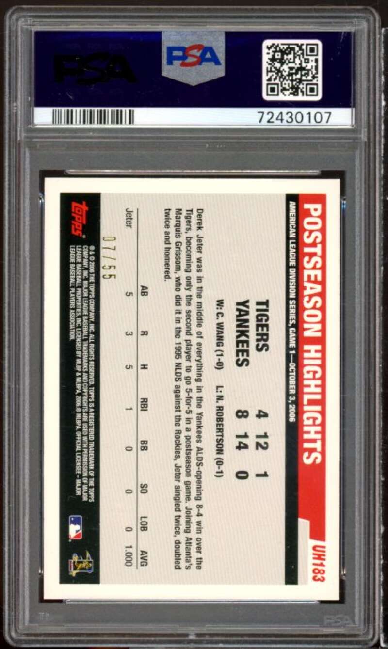 Derek Jeter Card 2006 Topps Update Black #uh153 (pop 3) PSA 9 Image 2