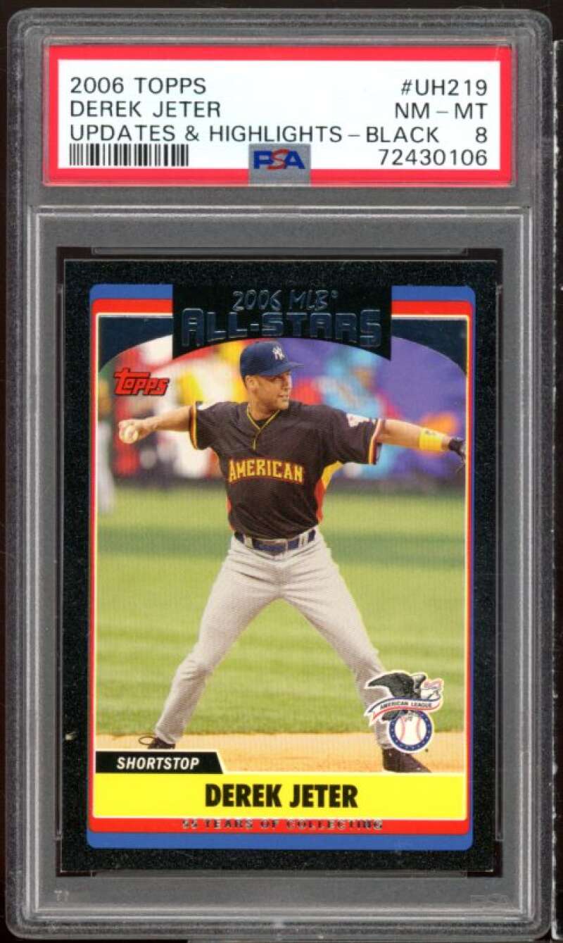 Derek Jeter Card 2006 Topps Update Black #uh219 (pop 2) PSA 8 Image 1