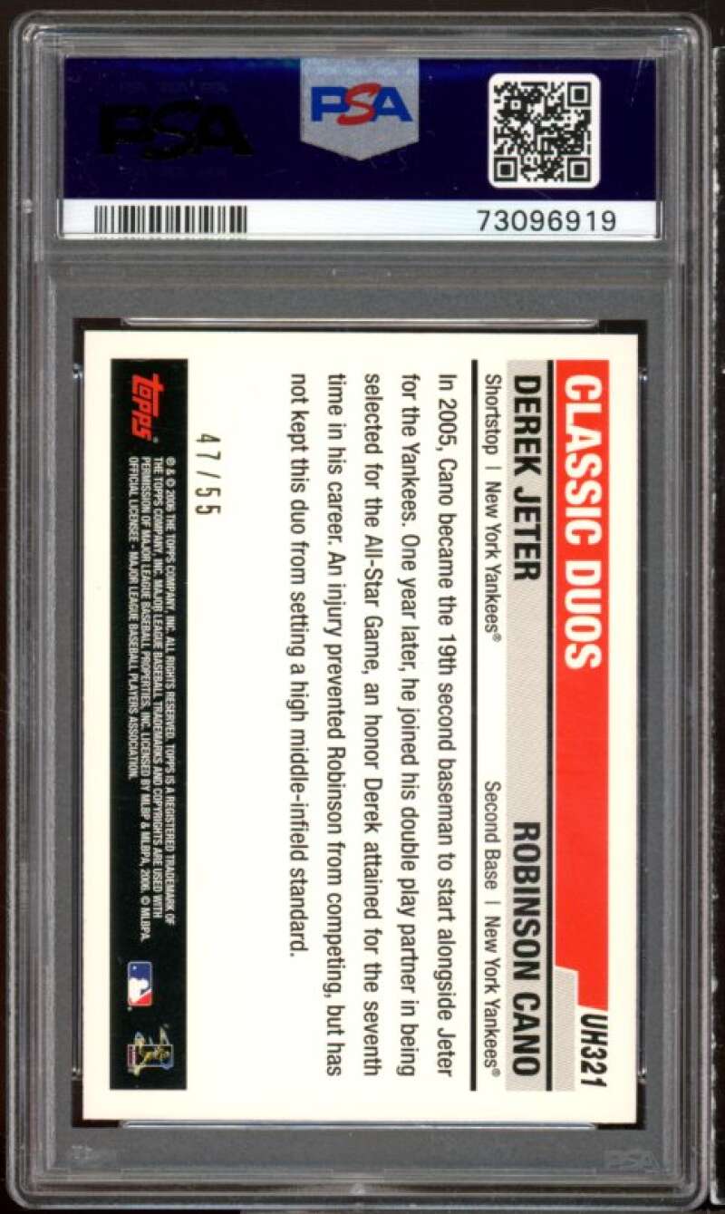 Derek Jeter Card 2006 Topps Update Black #uh321 (pop 1) PSA 9 Image 2