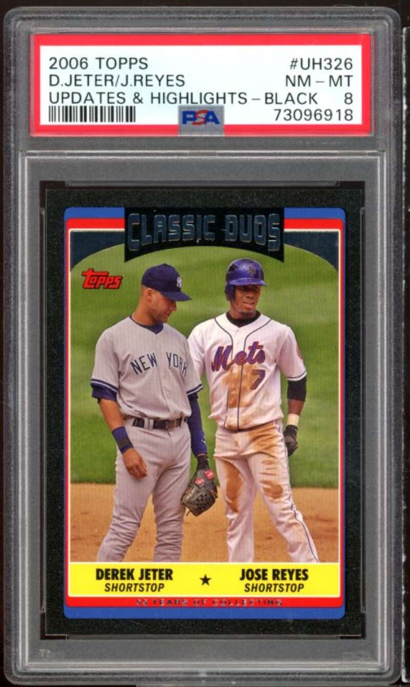 Derek Jeter Card 2006 Topps Update Black #uh326 (pop 2) PSA 8 Image 1