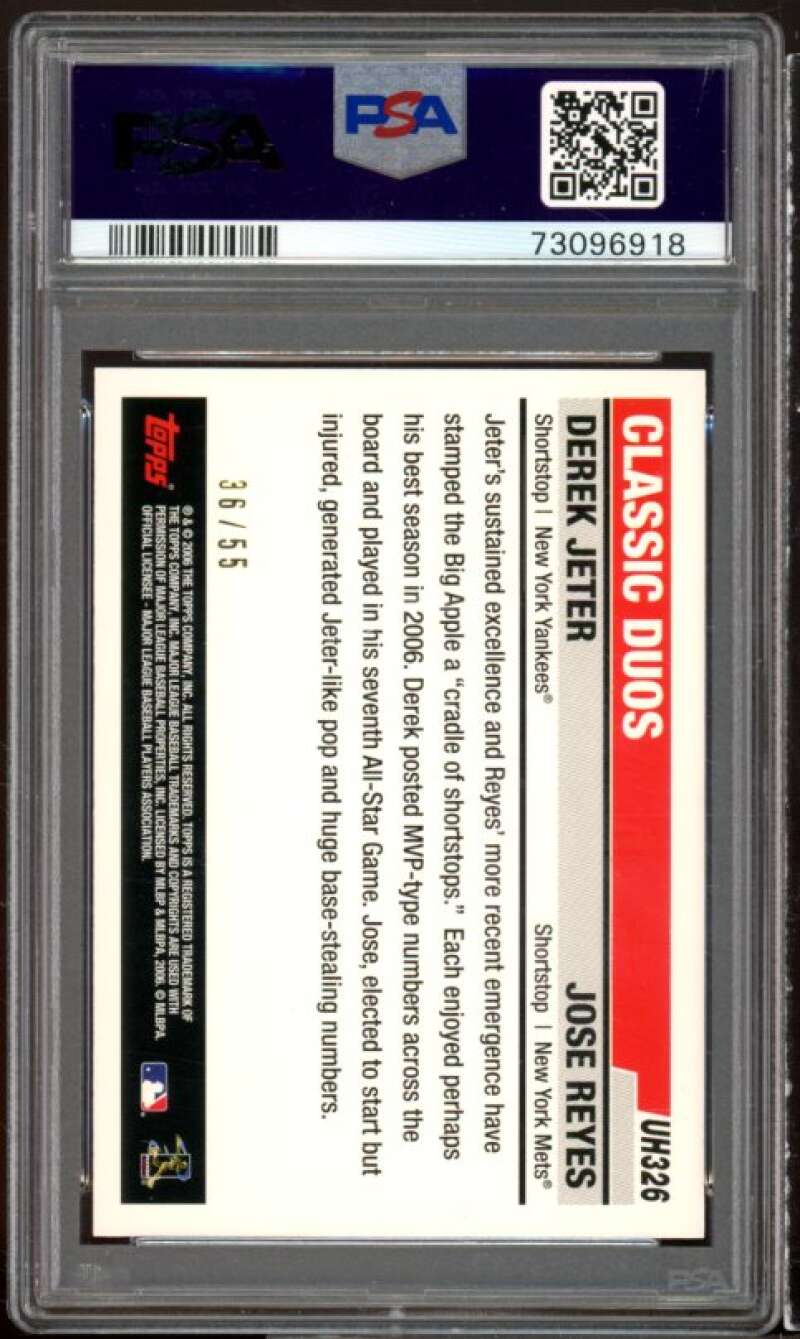 Derek Jeter Card 2006 Topps Update Black #uh326 (pop 2) PSA 8 Image 2