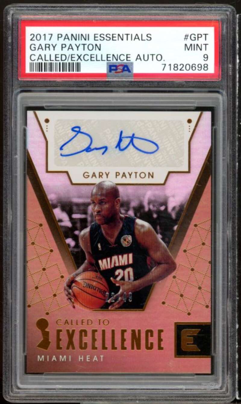 Gary Payton 2017-18 Panini Essentials Called/Excellence Auto #GPT (pop 1) PSA 9 Image 1