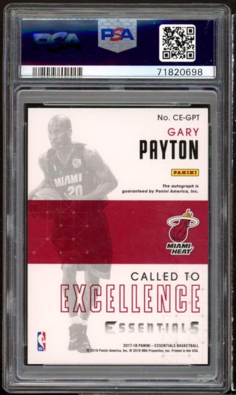 Gary Payton 2017-18 Panini Essentials Called/Excellence Auto #GPT (pop 1) PSA 9 Image 2