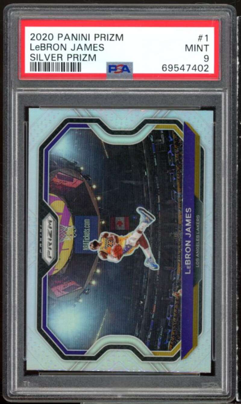 LeBron James Card 2020-21 Panini Prizm Silver Prizm #1 PSA 9 Image 1