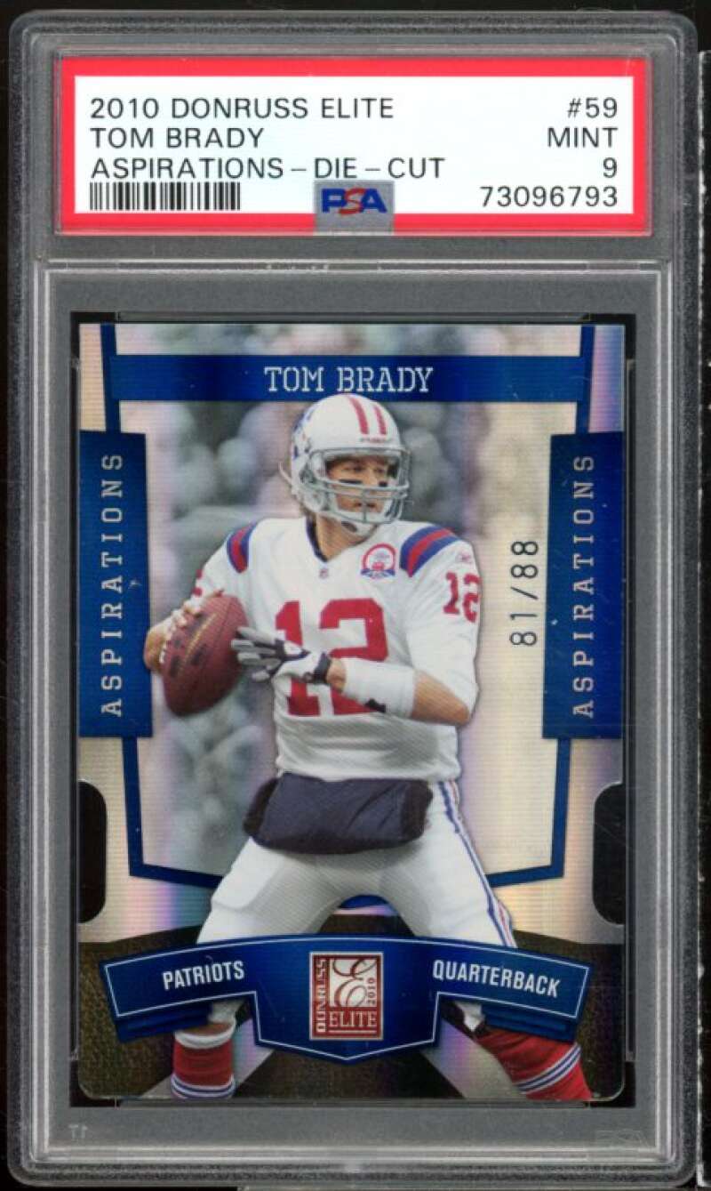 Tom Brady Card 2010 Donruss Elite Aspirations Die Cut #59 (pop 5) PSA 9 Image 1