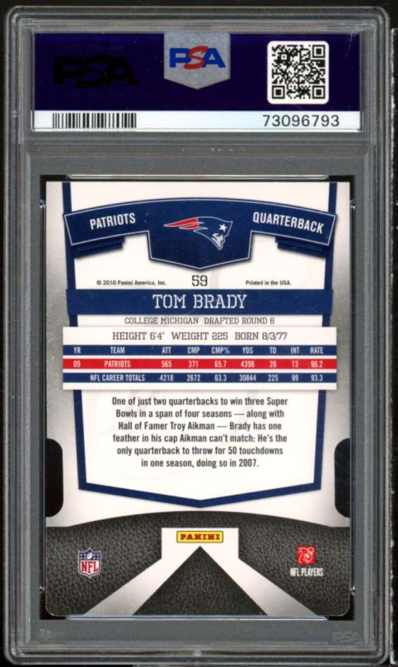 Tom Brady Card 2010 Donruss Elite Aspirations Die Cut #59 (pop 5) PSA 9 Image 2