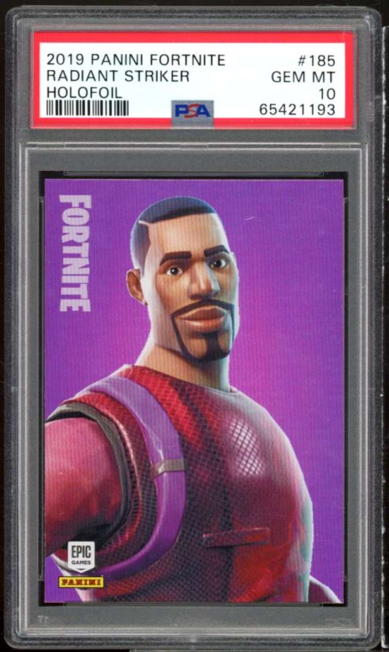 Radiant Striker Holofoil Card 2019 Panini Fortnite USA #185 (pop 6) PSA 10 Image 1