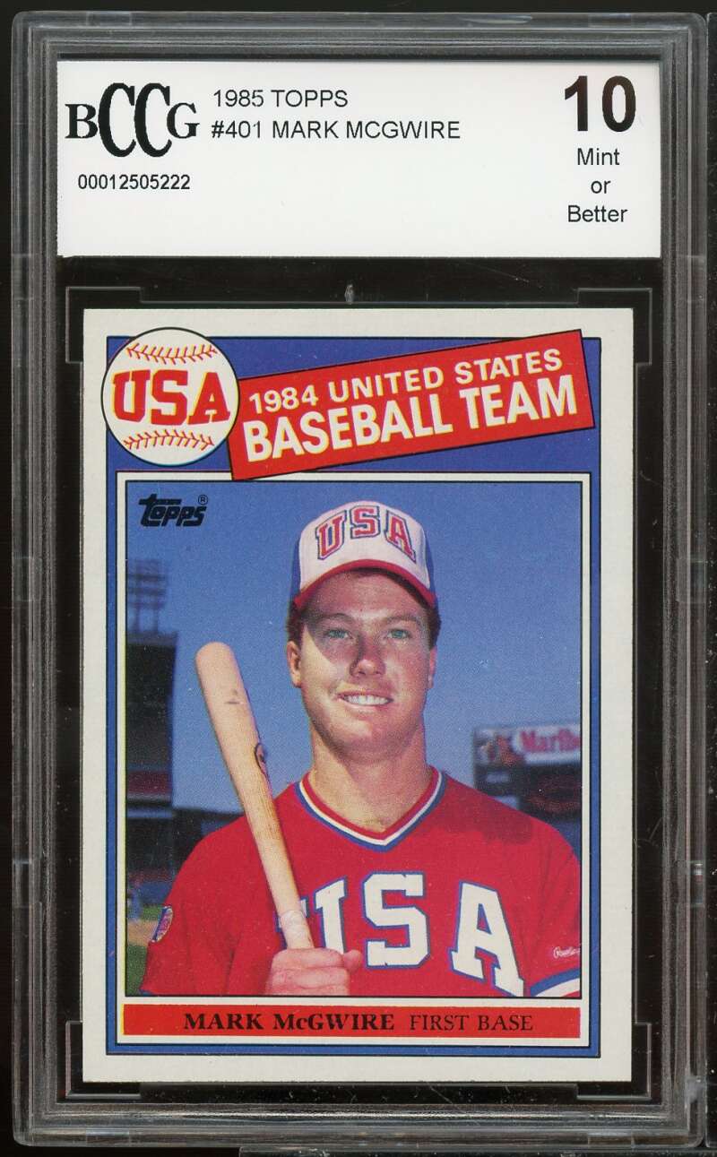 1985 Topps #401 Mark McGwire Rookie Card BGS BCCG 10 Mint+ Image 1