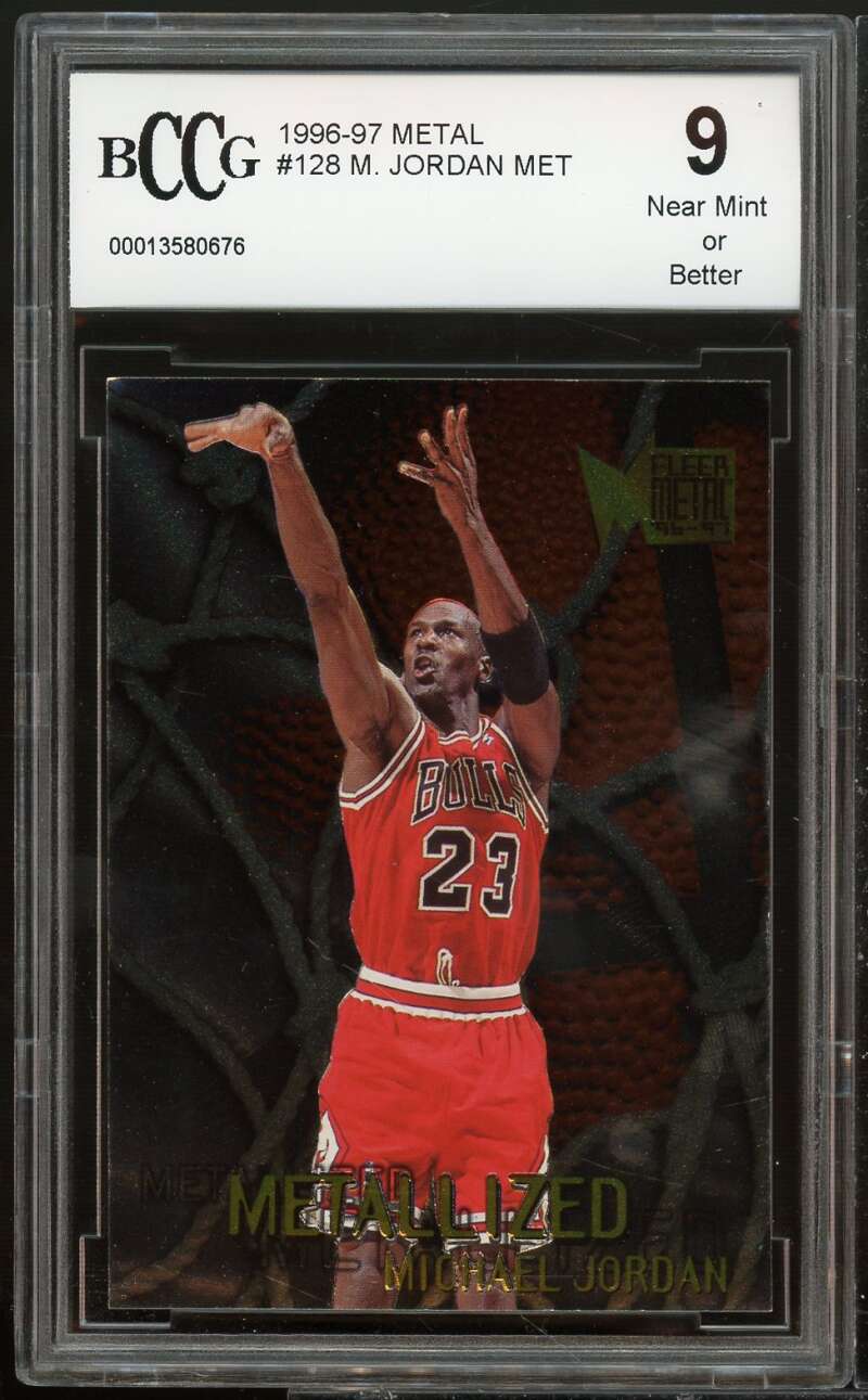 Michael Jordan Card 1996-97 Metal #128 Chicago Bulls BGS BCCG 9 Image 1