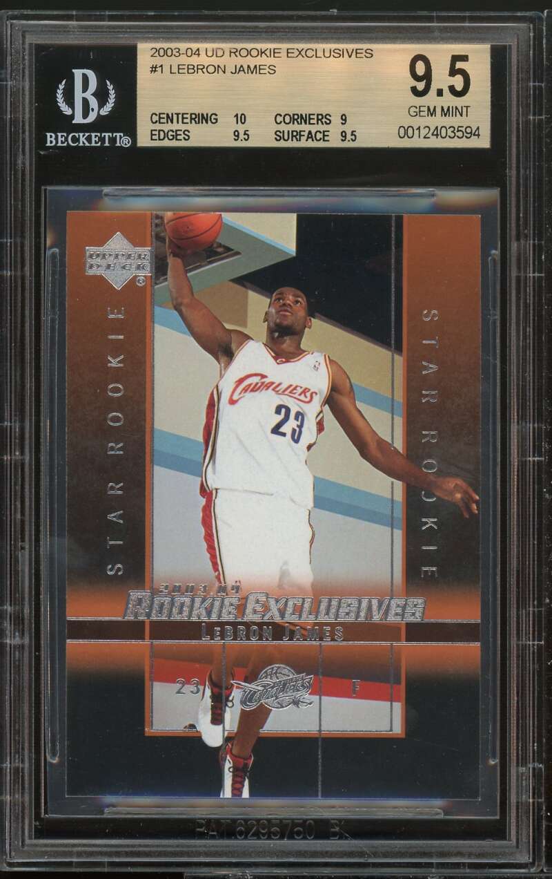 Lebron James Rookie Card 2003-04 UD Rookie Exclusives BGS 9.5 (10 9 9.5 9.5) Image 1