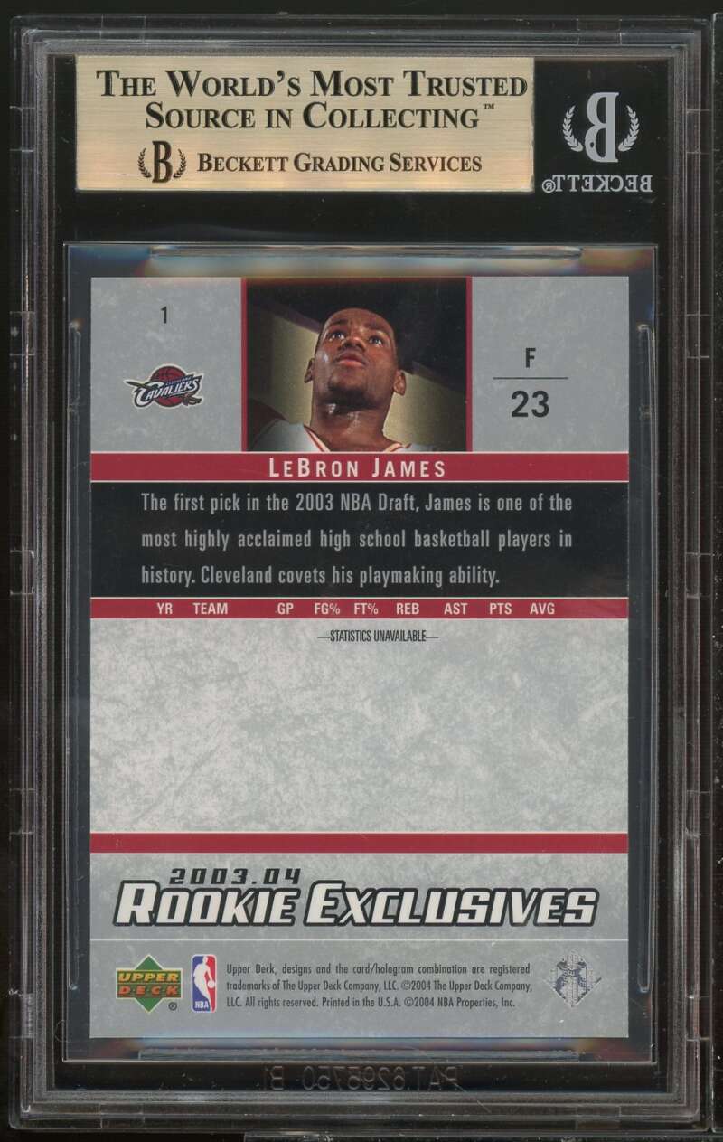 Lebron James Rookie Card 2003-04 UD Rookie Exclusives BGS 9.5 (10 9 9.5 9.5) Image 2