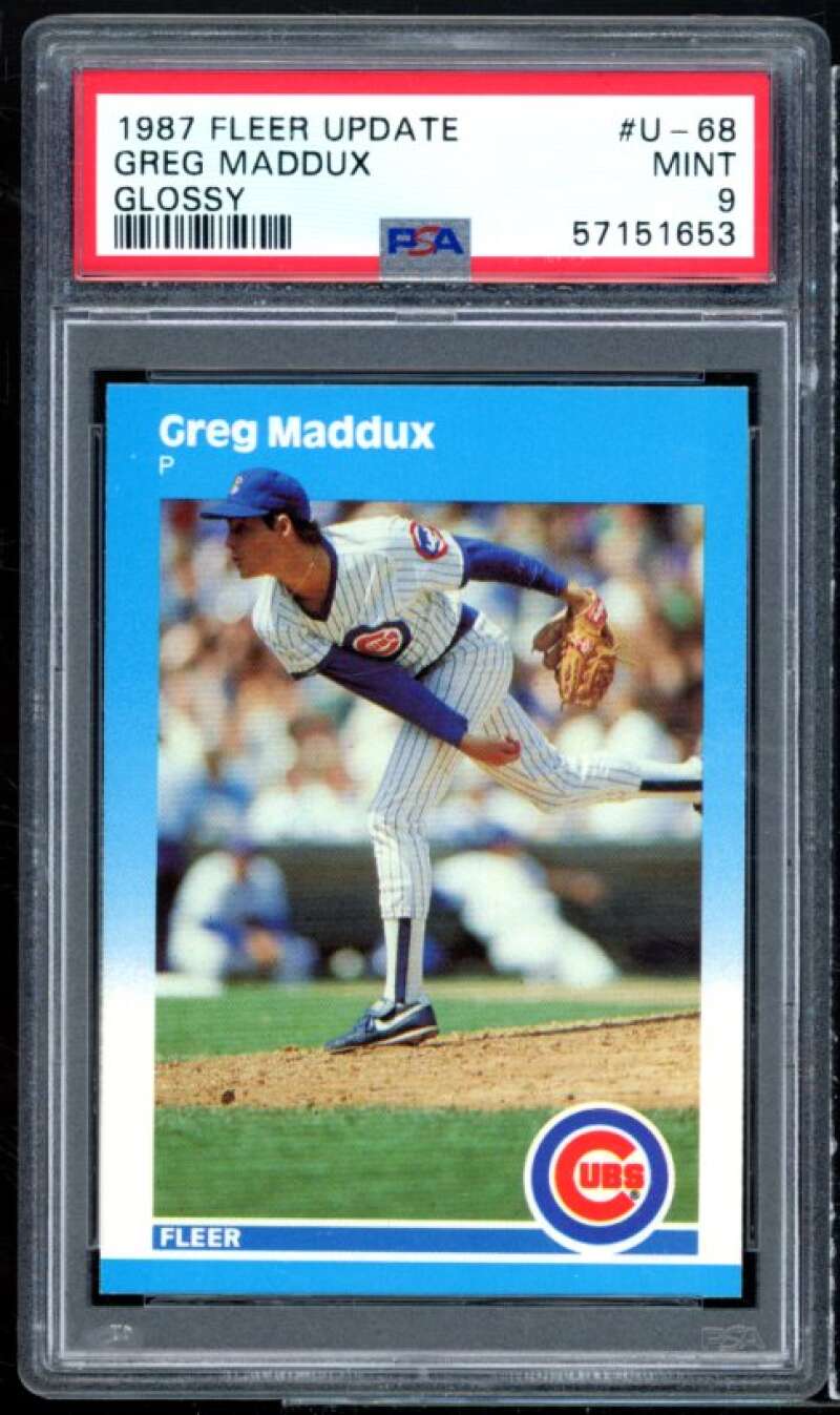 Greg Maddux Rookie Card 1987 Fleer Update Glossy #U-68 PSA 9 Image 1