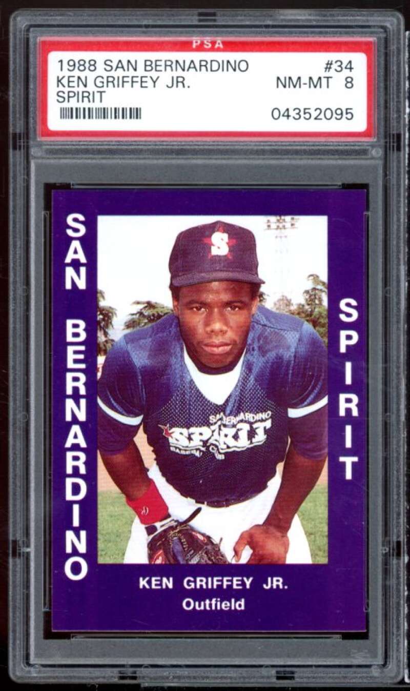 Ken Griffey Jr Rookie Card 1988 San Bernadino Spirit #34 PSA 8 Image 1