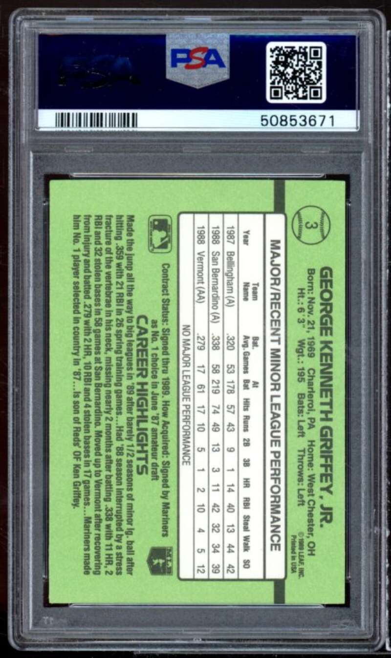 Ken Griffey Jr. Rookie Card 1989 Donruss Rookies #3 PSA 9 Image 2