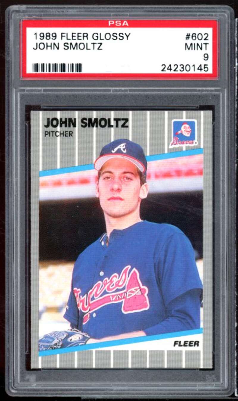 John Smoltz Rookie Card 1989 Fleer Glossy #602 PSA 9 Image 1