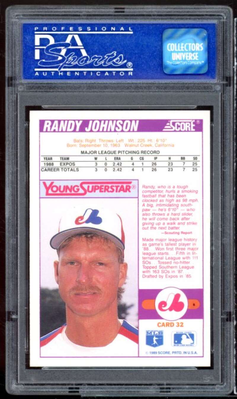 Randy Johnson Rookie Card 1989 Score Young Superstars II #32 PSA 9 Image 2