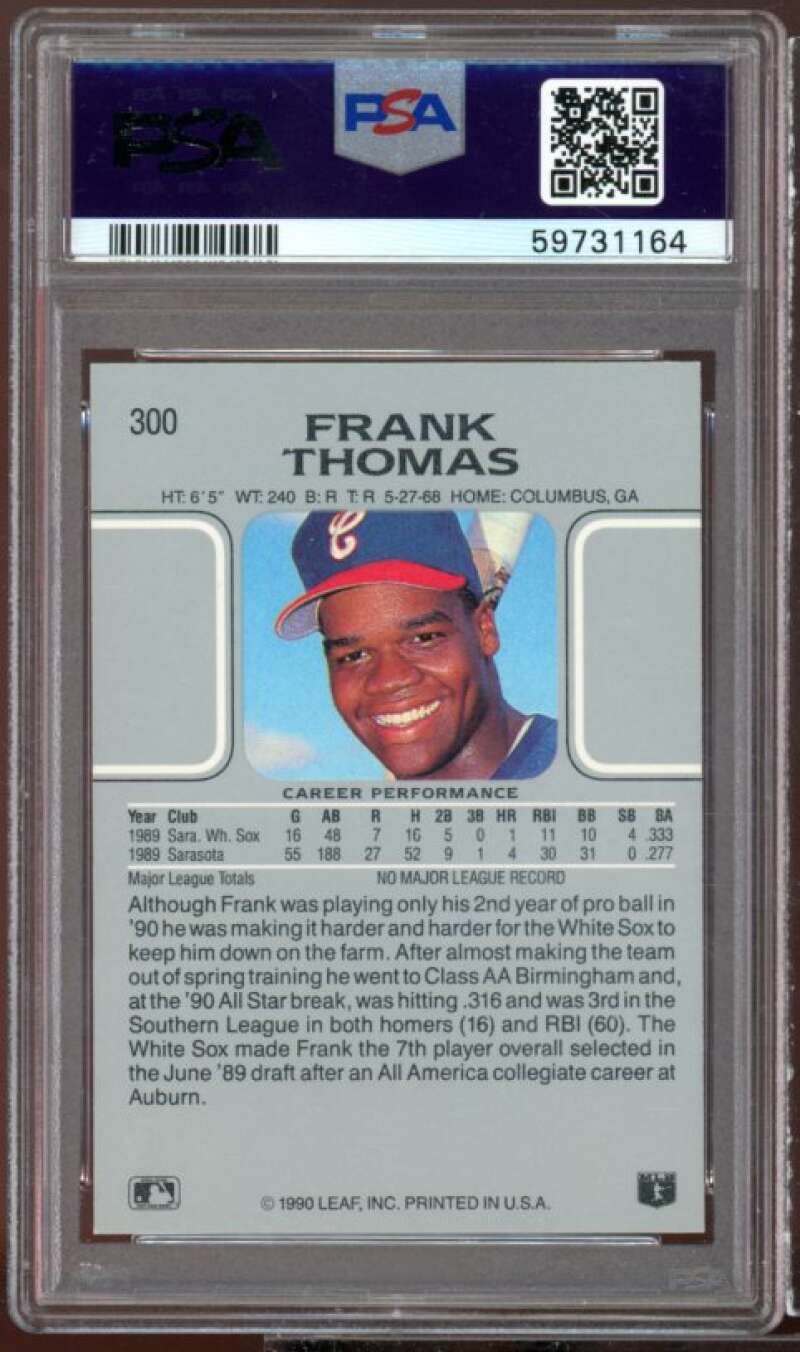 Frank Thomas Rookie Card 1990 Leaf #300 PSA 9 Image 2