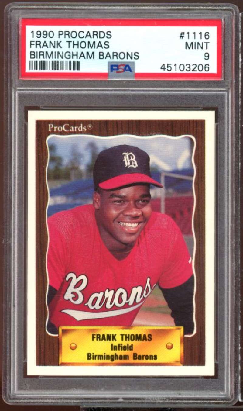 Frank Thomas Rookie Card 1990 ProCards Birningham Barons #1116 PSA 9 Image 1