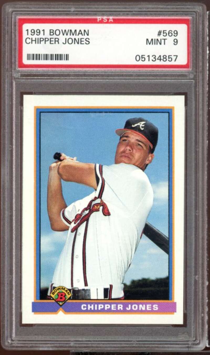 Chipper Jones Rookie Card 1991 Bowman #569 PSA 9 Image 1