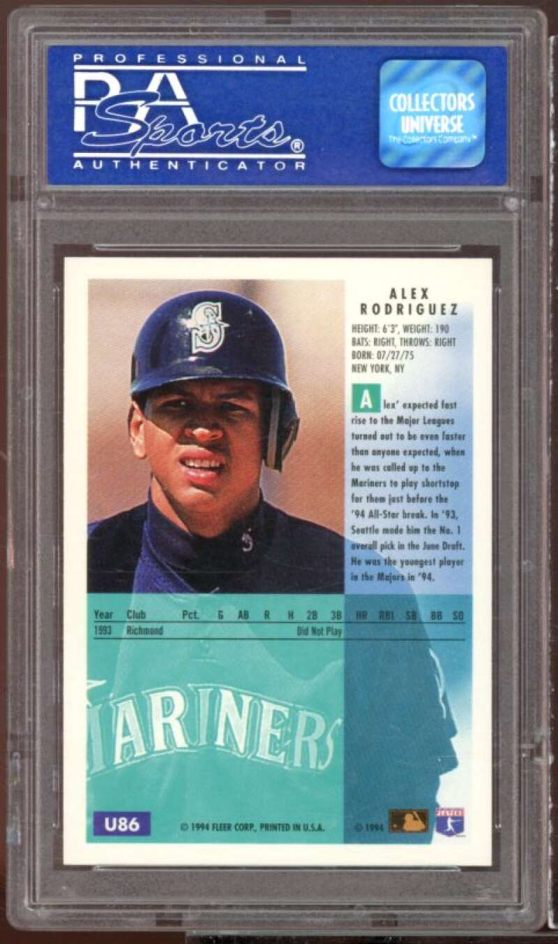 Alex Rodriguez Rookie Card 1994 Fleer Update #U86 PSA 9 Image 2