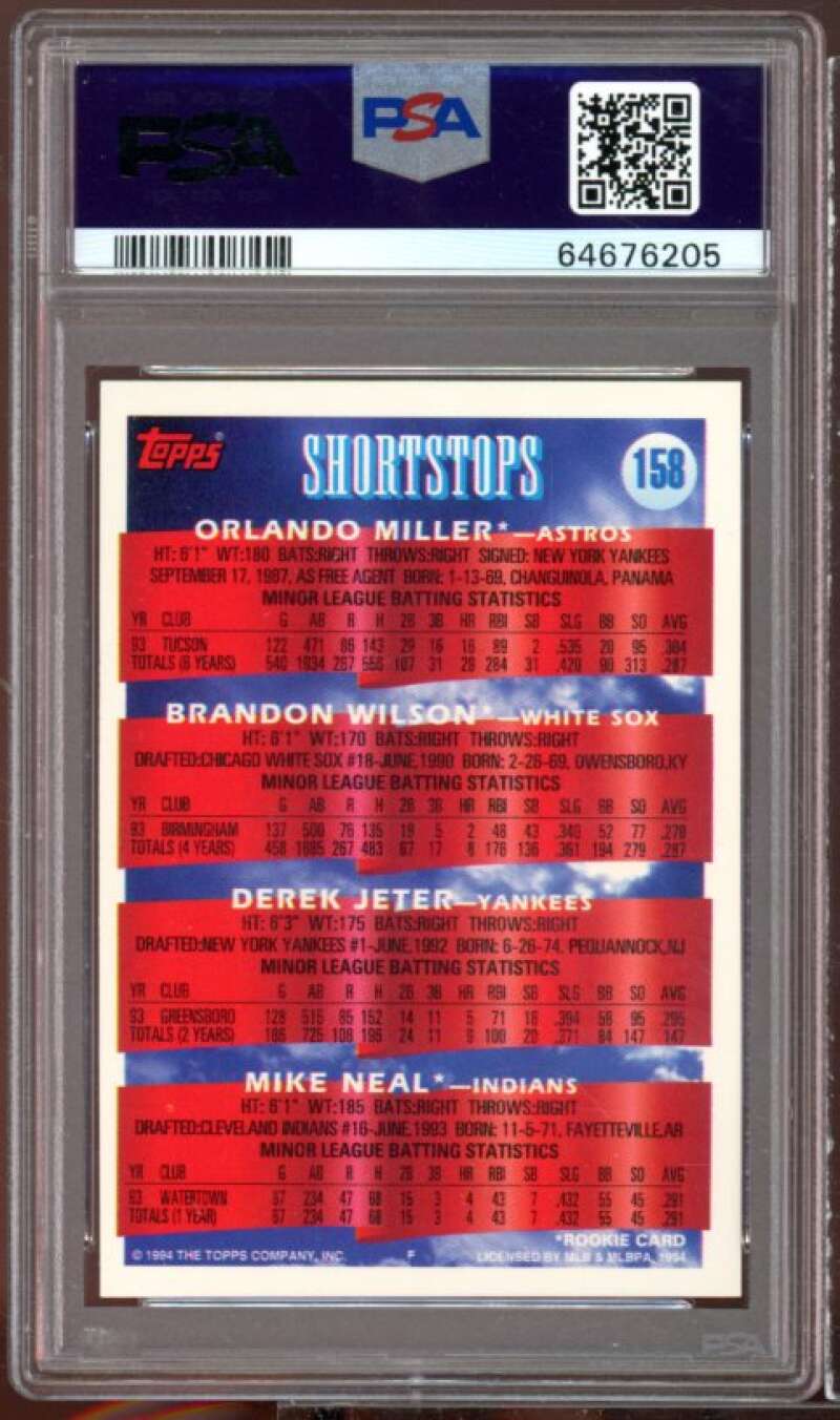 Orlando Miller/Brandon Wilson/Derek Jeter/Mike Neal Rookie 1994 Topps #158 PSA 9 Image 2