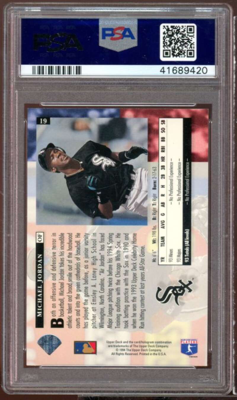 Michael Jordan Baseball Rookie Card 1994 Upper Deck #19 PSA 9 Image 2