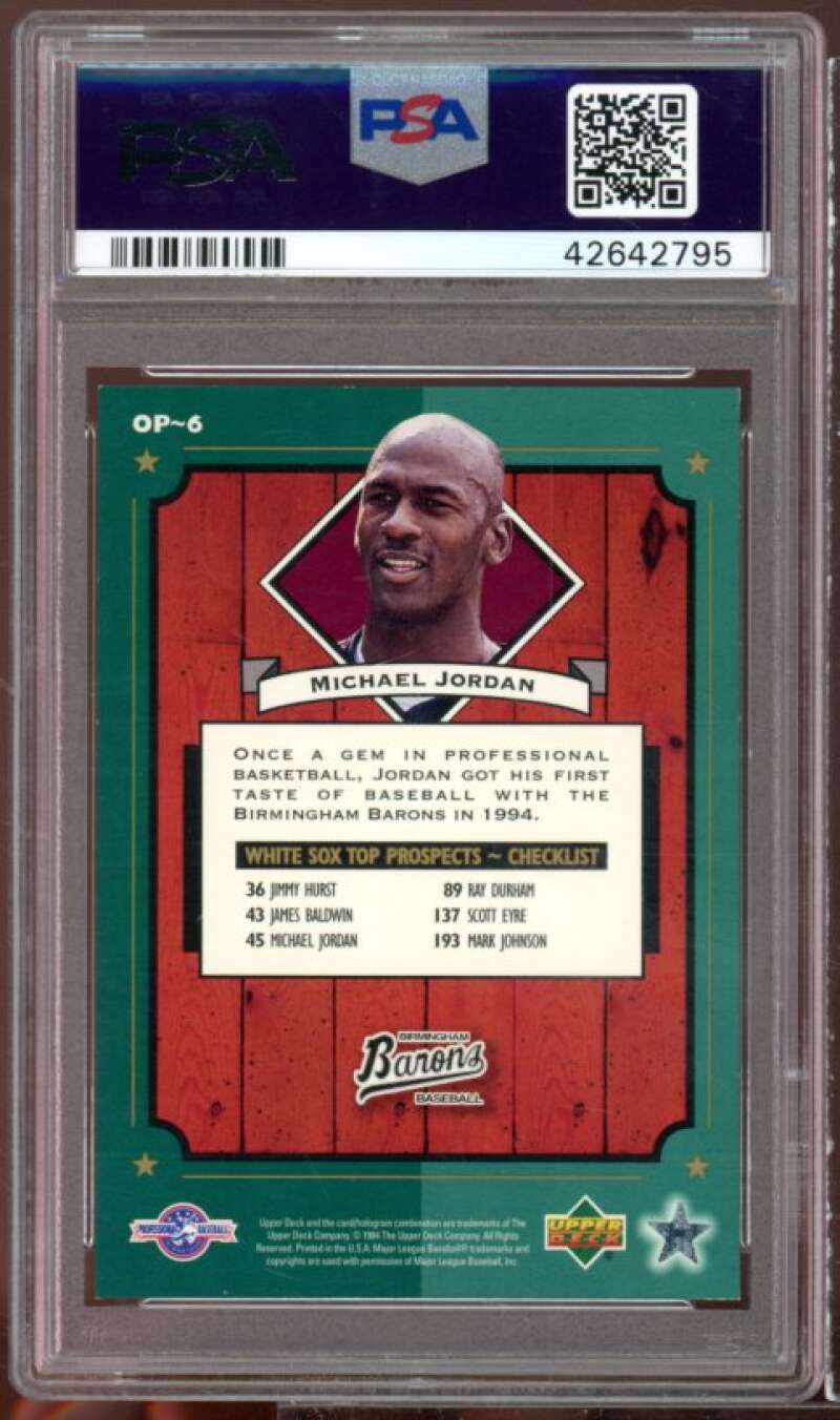 Michael Jordan Baseball Rookie Card 1995 U.D. Minors OF #op6 PSA 9 Image 2