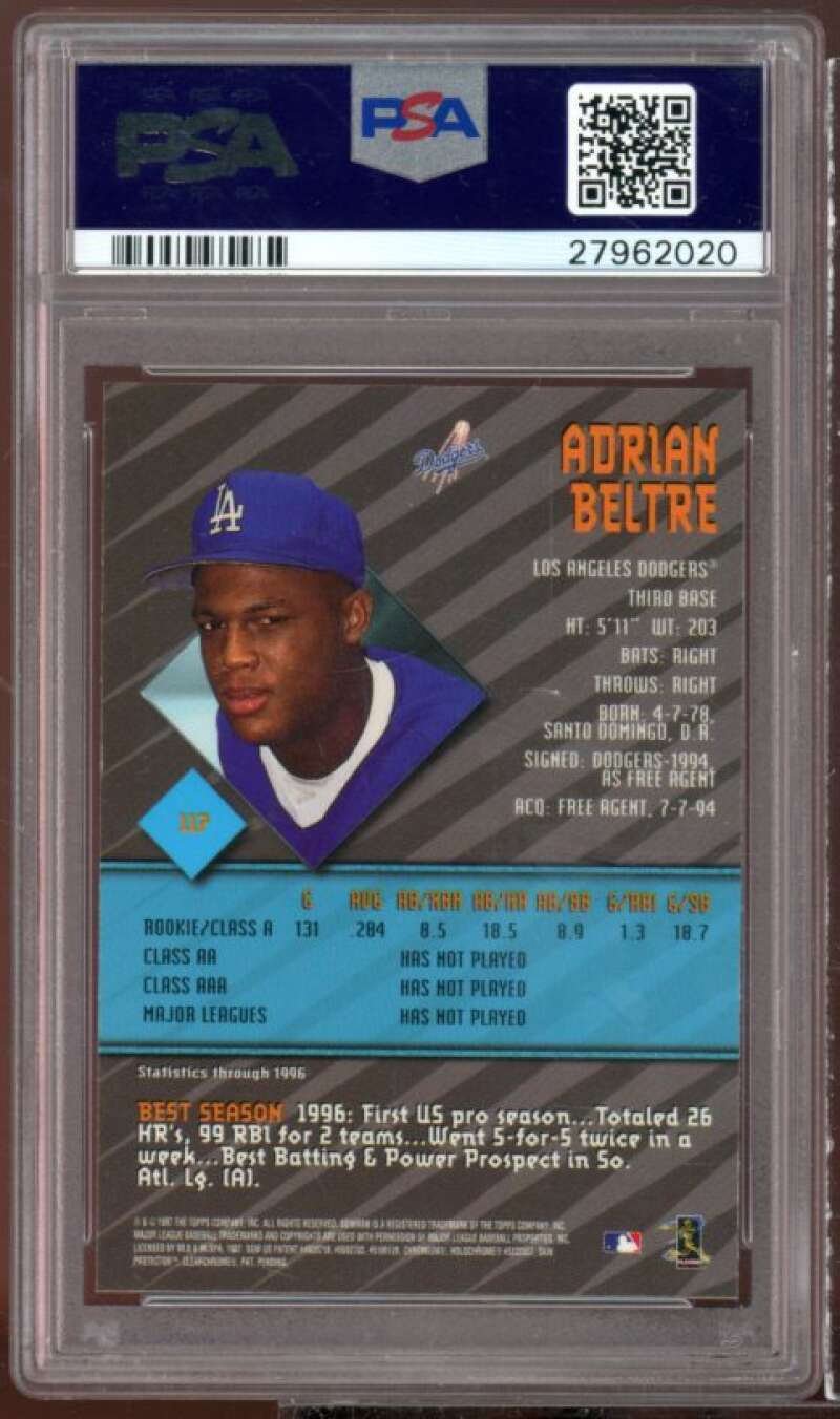 Adrian Beltre Rookie Card 1997 Bowman's Best #117 PSA 10 Image 2