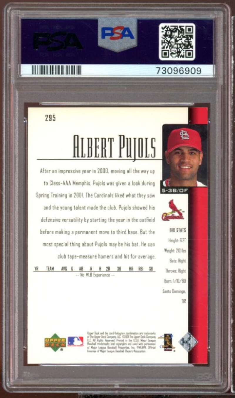 Albert Pujols Rookie Card 2001 Upper Deck #295 PSA 9 Image 2