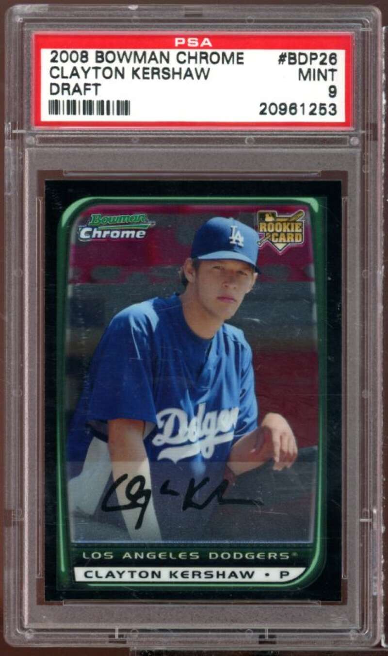 Clayton Kershaw Rookie Card 2008 Bowman Chrome Draft #BDP26 PSA 9 Image 1