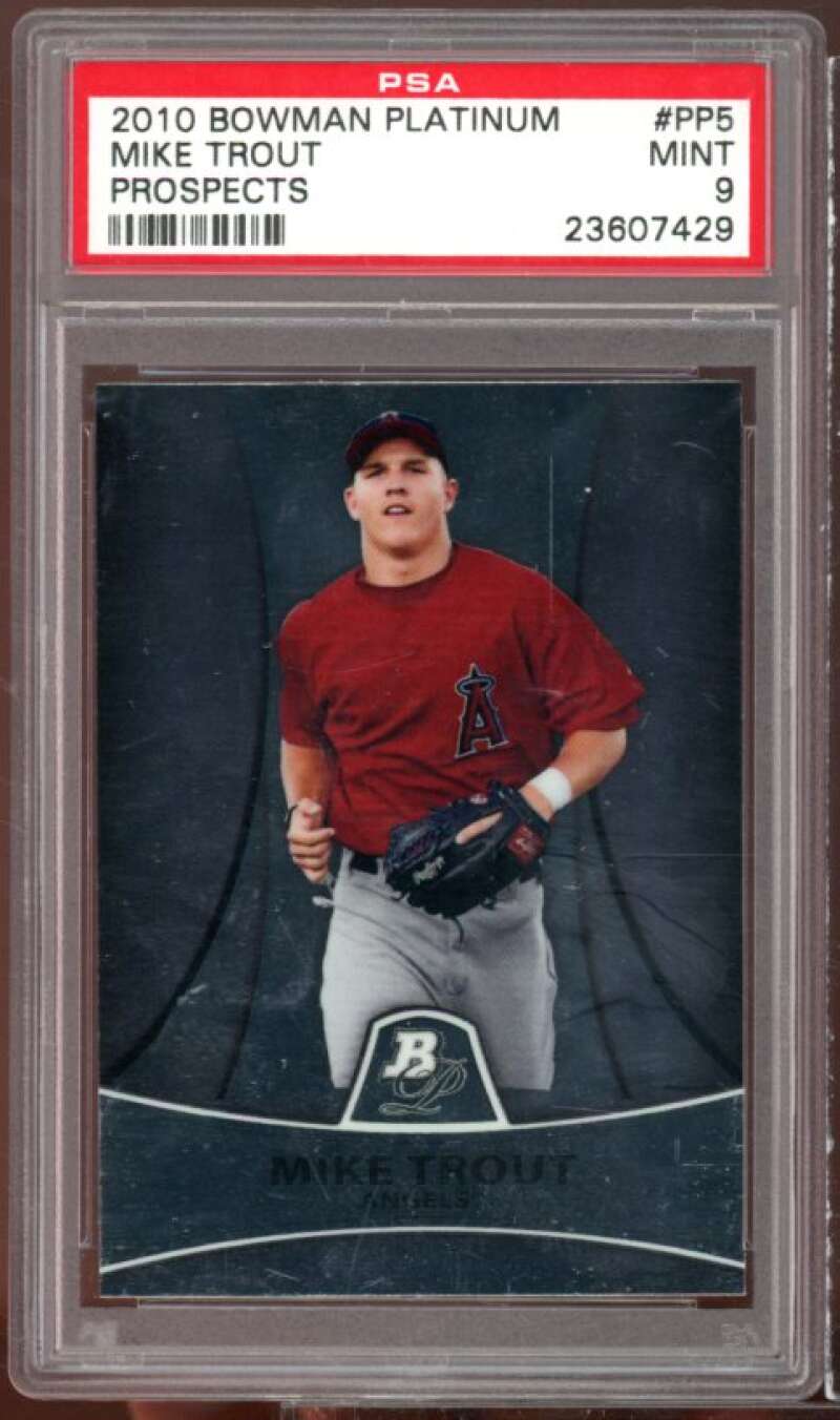 Mike Trout Rookie Card 2010 Bowman Platinum Prospects #PP5 PSA 9 Image 1