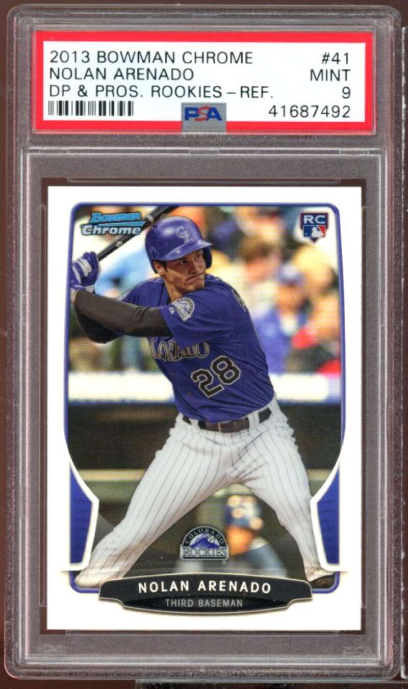 Nolan Arenado Rookie Card 2013 Bowman Chrome DP &amp; Prospects Refractors #41 PSA 9 Image 1