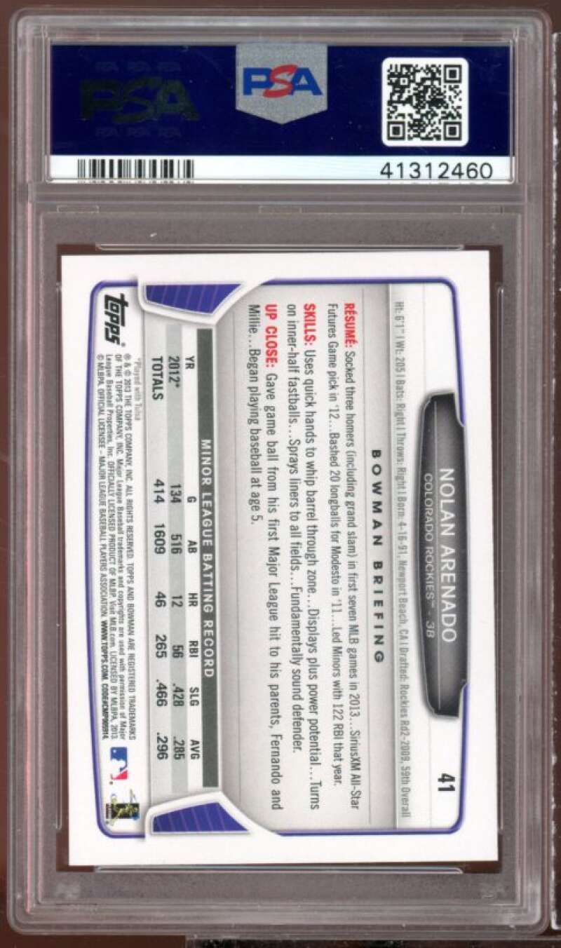 Nolan Arenado Rookie Card 2013 Bowman DP &amp; Prospects #41 PSA 10 Image 2