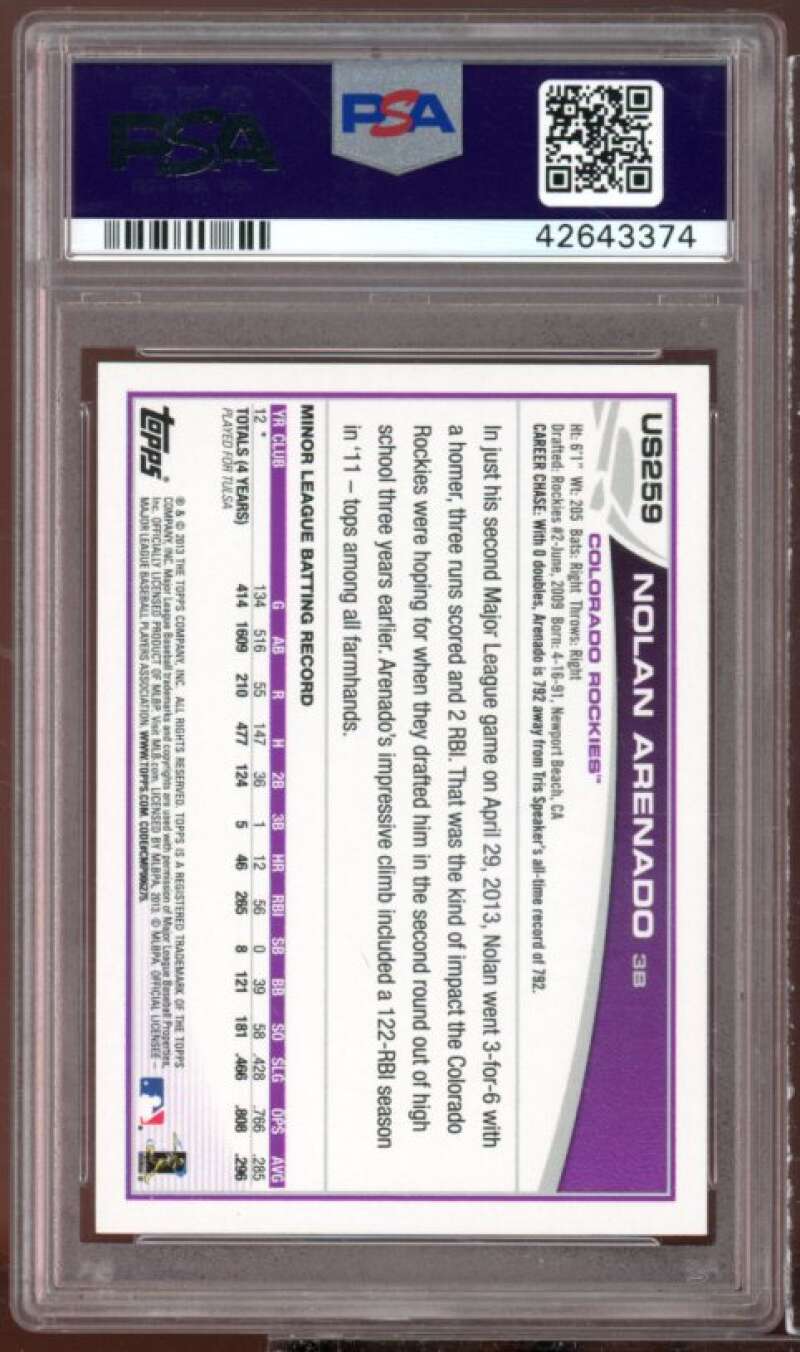 Nolan Arenado Rookie Card 2013 Topps Update #US259 PSA 10 Image 2