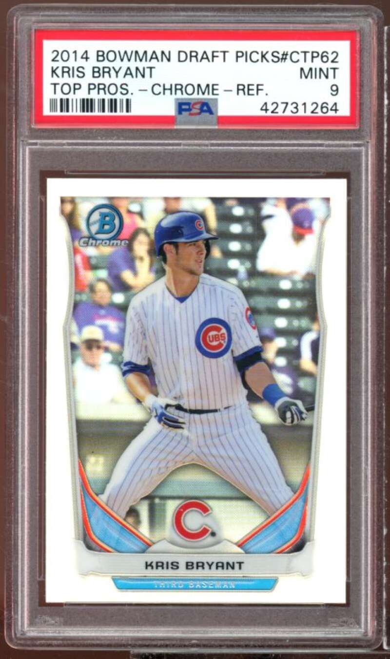 Kris Bryant Rookie Card 2014 Bowman Draft Picks Chrome Refractor #CTP-62 PSA 9 Image 1